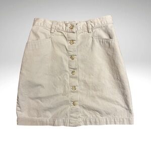 VTG GAP Beige Button-Front is Straight Line Cotton Twill Mini Skirt Sz 2